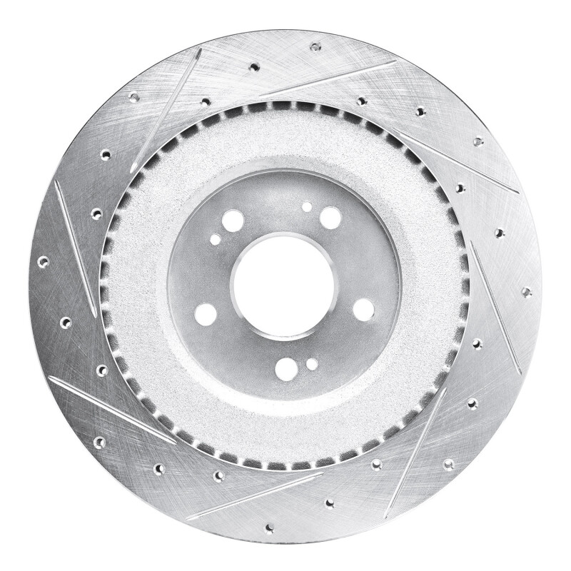 Genesis G80 Brake Rotor (1) - Rear Right - R1 Concepts - Drilled & Slotted - Silver - `21-`26